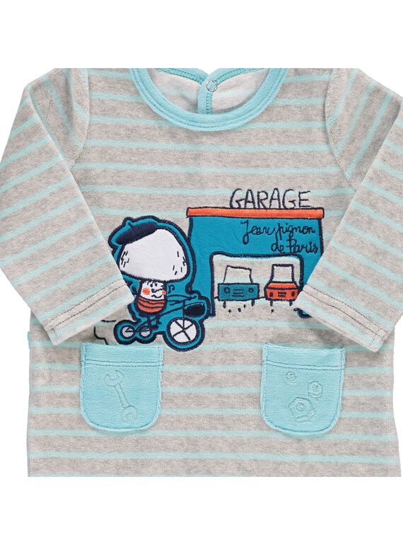 Baby boys' velour sleepsuit CEGUGREGAR / 18SH1443GRE099