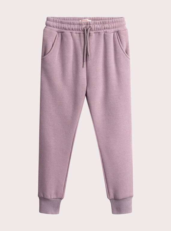 Warm lilac lined jogging bottoms for girls VAJOBAJOG2 / 24W901G1JGB320