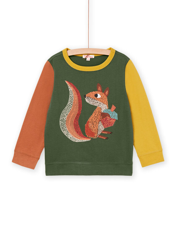Two-tone long sleeve t-shirt with squirrel design PORHUTEE2 / 22W902Q2TML609