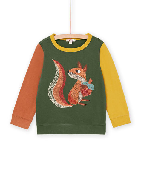 Two-tone long sleeve t-shirt with squirrel design PORHUTEE2 / 22W902Q2TML609