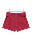 Belted velvet shorts in milleraies PAPRISHORT / 22W901P1SHO718