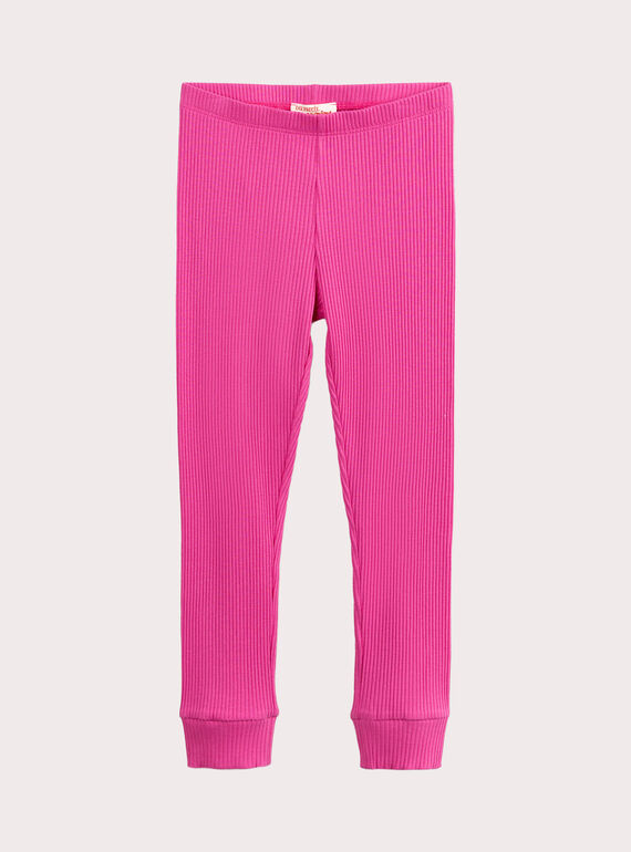 Pink ribbed leggings for girls  VYAJOLEG6 / 24WI01G3CAL030