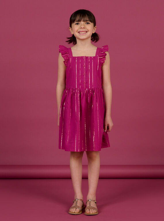 Black and iridescent stripes dress child girl NAFLAROB3 / 22S901R4ROBD302