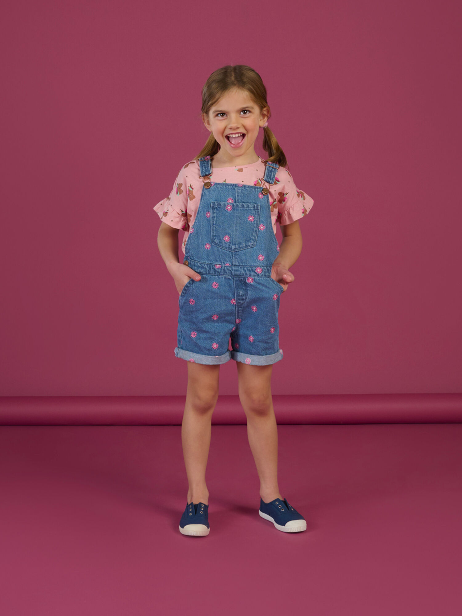 Girls denim overall shorts top