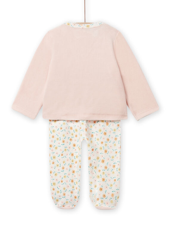 Velvet pyjamas with elephant and flower print baby girl NEFIPYJAMI / 22SH13E1PYJD327