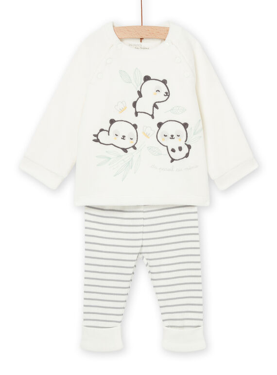 Panda sweater and striped leggings POU2ENS1 / 22WF0492ENS904
