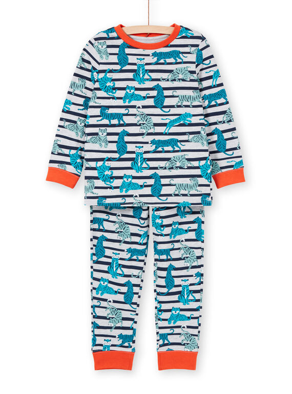 Children's boy's pajamas in grey fleece with tiger print LEGOPYJRAY / 21SH1257PYJJ922