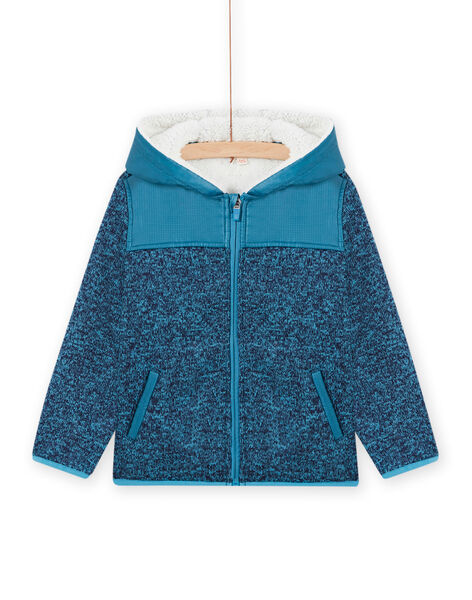 Hooded zip jacket in blue technical material child boy MOJOTEKGIL3 / 21W902N3GILC211