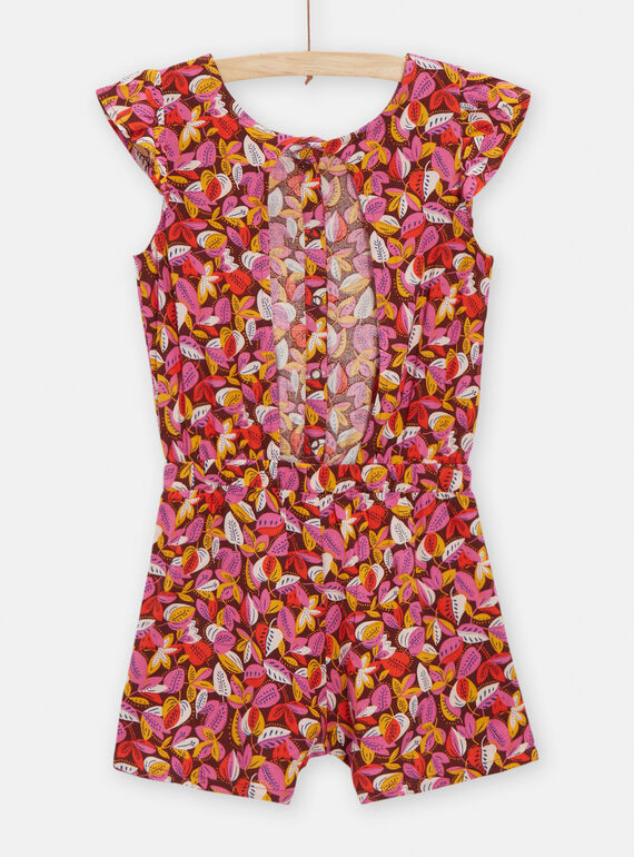 Pink jumpsuit with leaf print for girls TALICOMB / 24S901T1SAC816