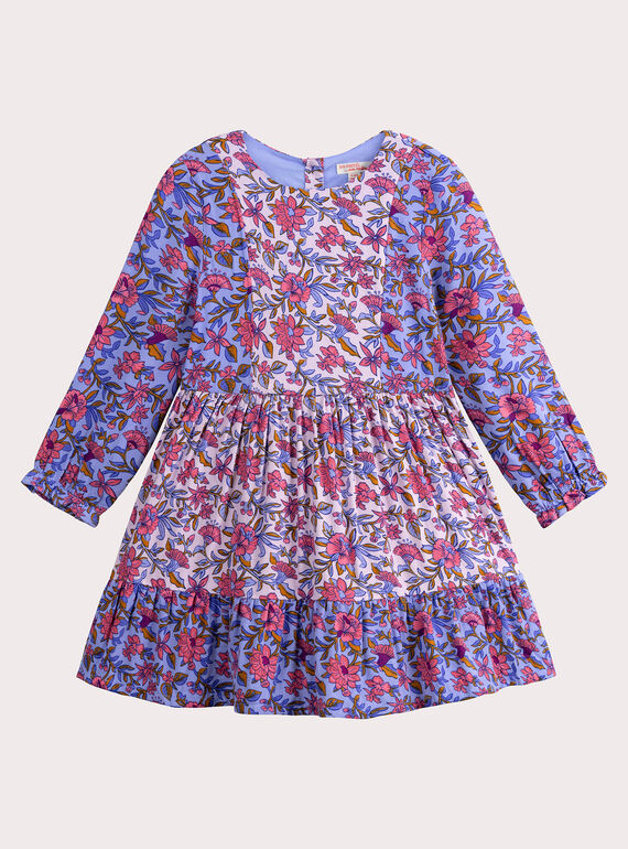 Blue and pink floral patchwork dress for girls VADAROB1 / 24W90122ROBH705