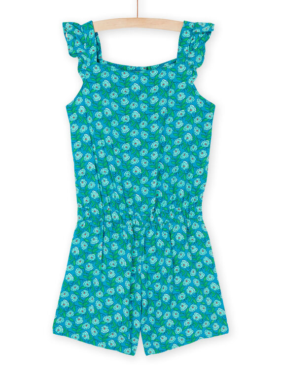 Turquoise jumpsuit with flower print RABALCOMB / 23S901W1SACC217
