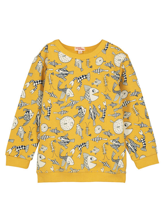 Boys' yellow printed sweatshirt FOJOSWE4 / 19S90234SWBB107