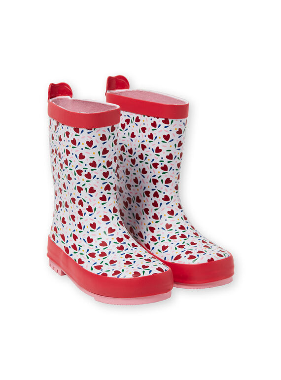 Baby girl's red and white rain boots LFBPHEARTS / 21KK3521D0C000