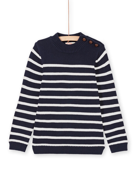 Boy's navy blue and white striped sweater MOJOPUL1 / 21W90213PUL001