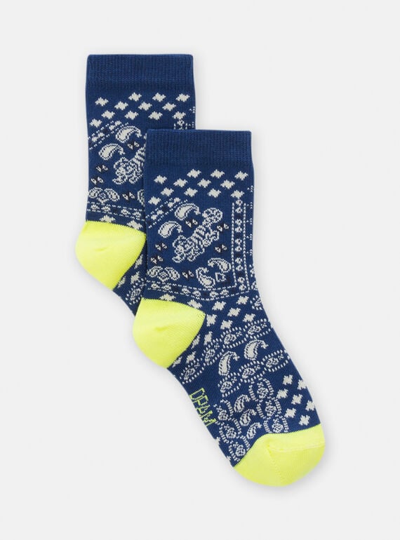 Boy's navy blue paisley socks TYOJOCHO1 / 24SI0285SOQ070
