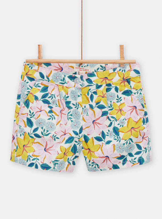 Girls cream short with floral print TAPOSHORT / 24S901M1SHO001