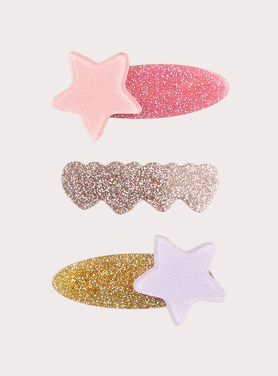  Set of 3 star bars and glittery hearts for girls  VYAJOCLIC5 / 24WI01L8BRT030