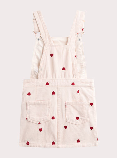 Ecru velvet side dress with embroidered hearts for girls  Ecru velvet side dress with embroidered hearts for girls  VAKOROB2 / 24W90132ROB114