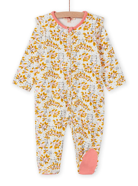 Baby girl's unbleached floral print romper MEFIGREAOP / 21WH1384GRE001