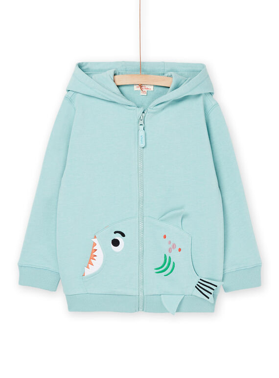 Celadon blue sweatshirt with fish animation ROEXOGIL / 23S902V1GIL204