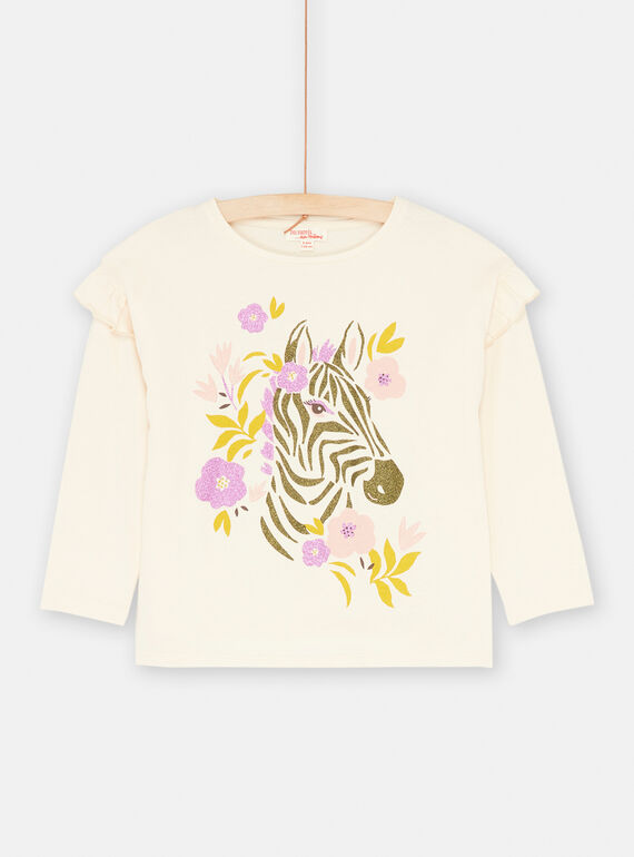 Pale pink T-shirt with sequined zebra motif SAKYOTEE1 / 23W901I1TML003