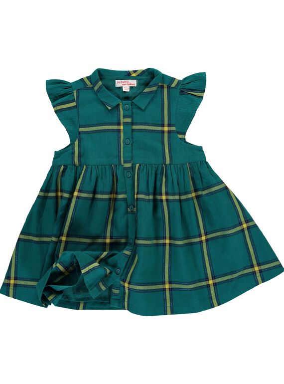 Baby girls' checked short-sleeved dress DIVEROB4 / 18WG0972ROB099