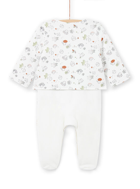 Grey and ecru jacket and sleep suit, fantasy print, mixed birth MOU1ENS1 / 21WF0542ENS001