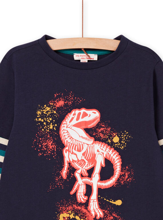 Striped long sleeve t-shirt with dinosaur design POPRITEE4 / 22W902P1TML705