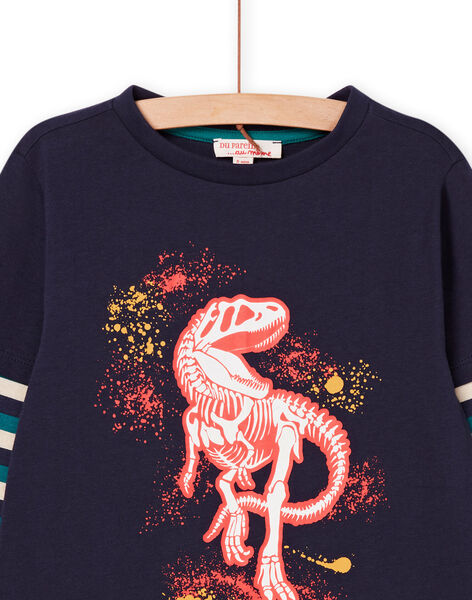 Striped long sleeve t-shirt with dinosaur design POPRITEE4 / 22W902P1TML705