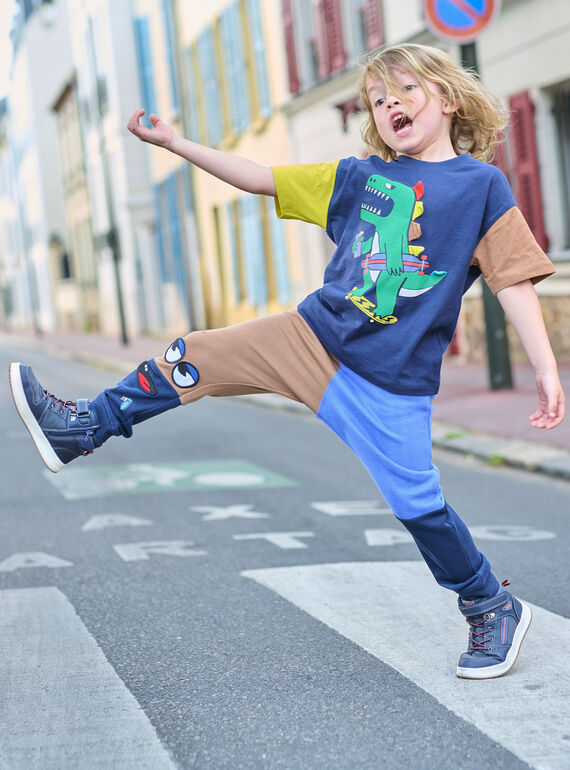 Blue and brown jogging bottoms in brushed fleece SOLINJOG / 23W902H1JGB812