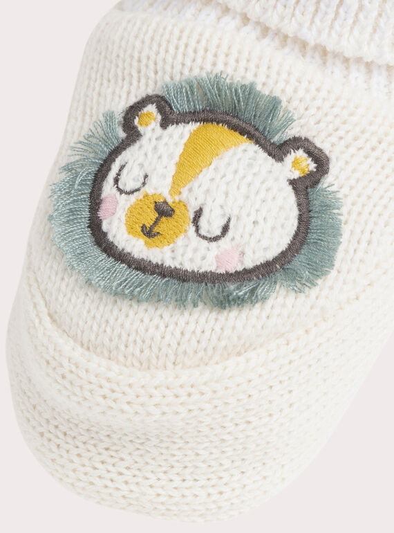Ecru knitted booties  WOU1CHOS / 25SF4271CHP005