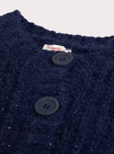 Navy blue feather knit cardigan for girls  VAJOCAR1 / 24W901H5CAR070