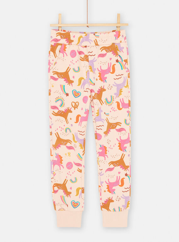 Pink unicorn print jogging suit for girls SAVERPANT / 23W901J1PAND322