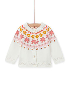 Baby girl ecru knitted cardigan MISAUCAR2 / 21WG09P2CAR001