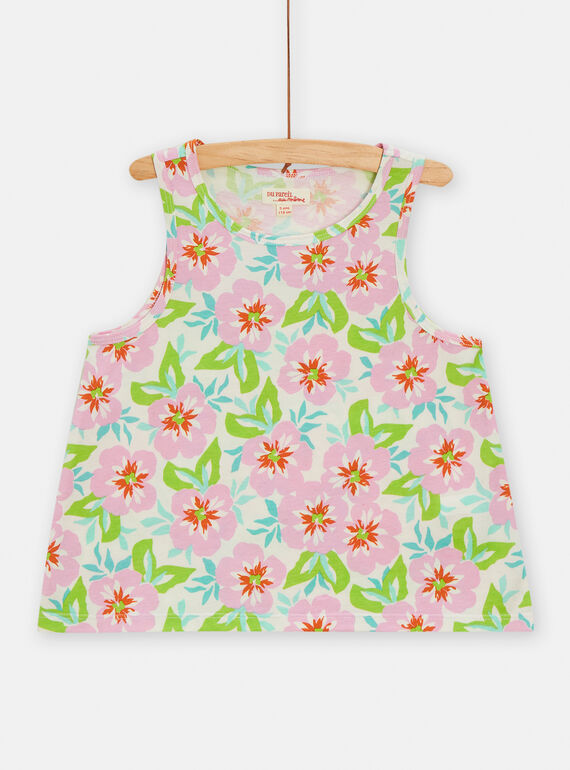 Multicolored tank top with floral print for girls TARYDEB / 24S901U1DEB001