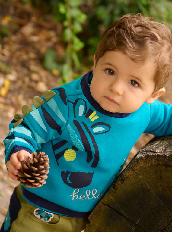 Baby Boy Blue Zebra and Tiger Sweatshirt SUDUSWE / 23WG10P1SWEC235