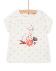 Baby Girl Ecru T-shirt NISANBRA2 / 22SG09S2BRA001