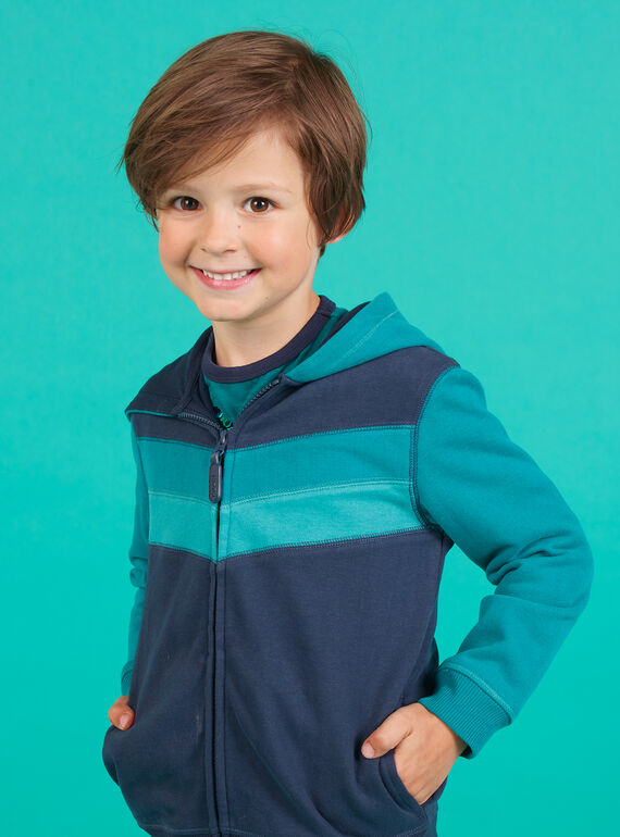 Child boy's night blue zipped hooded vest with fantasy animation MOTUGIL2 / 21W902K2GIL705