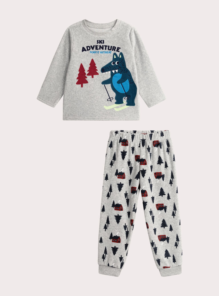 Grey velvet pajamas for boys  VEGOPYJSKI / 24WH1296PYJJ922