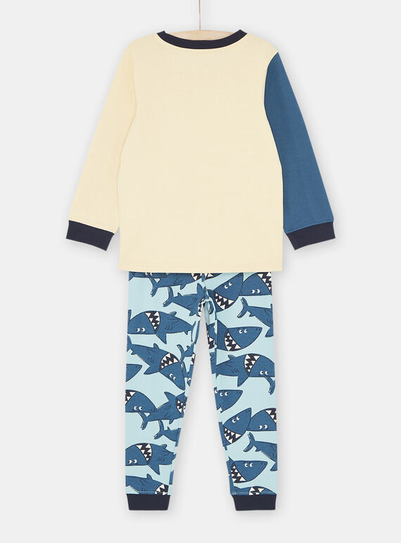 Boy's sandy pyjamas with shark print SEGOPYJREQ / 23WH1236PYJ808