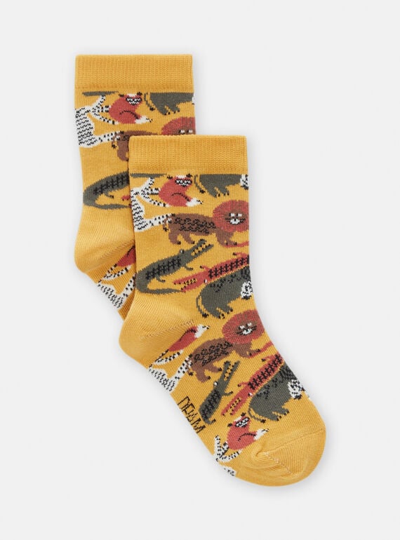Mustard socks with savannah print for boys TYOJOCHO3 / 24SI028ASOQB106
