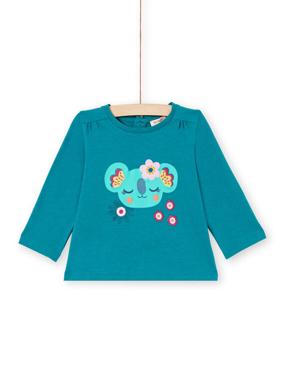 Baby girl duck blue long sleeve t-shirt with koala and flowers design MITUTEE2 / 21WG09K2TMLC217