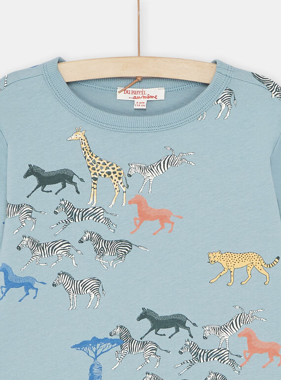 Boy's blue safari T-shirt SOKYOTEE2 / 23W902I3TML204
