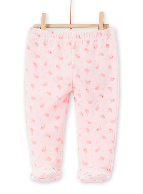 Baby girl's velvet pajamas with bird patterns LEFIPYJAMI / 21SH1311PYJ001