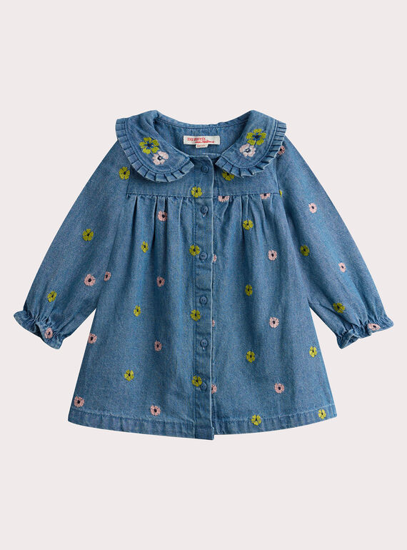 Embroidered denim dress for baby girl VIGAROB1 / 24WG0913ROBP274