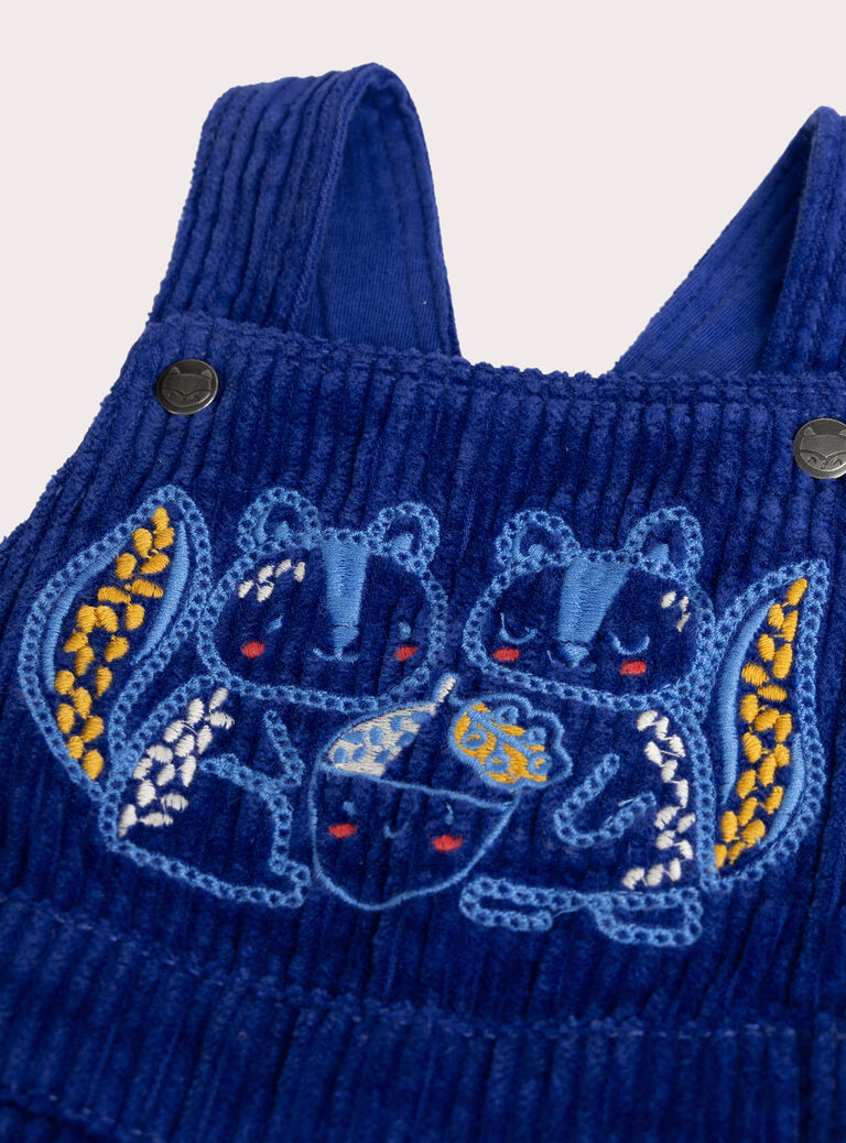 Long blue velvet overalls for baby boy  VUROSAL2 / 24WG10P2SALC207