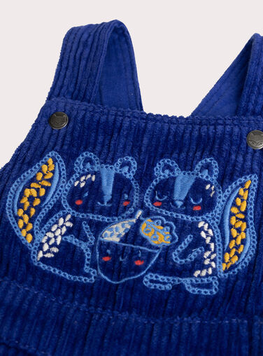 Long blue velvet overalls for baby boy  VUROSAL2 / 24WG10P2SALC207