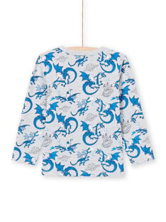 Boy's grey and blue dragon T-shirt MOPLATEE1 / 21W902O2TMLJ922