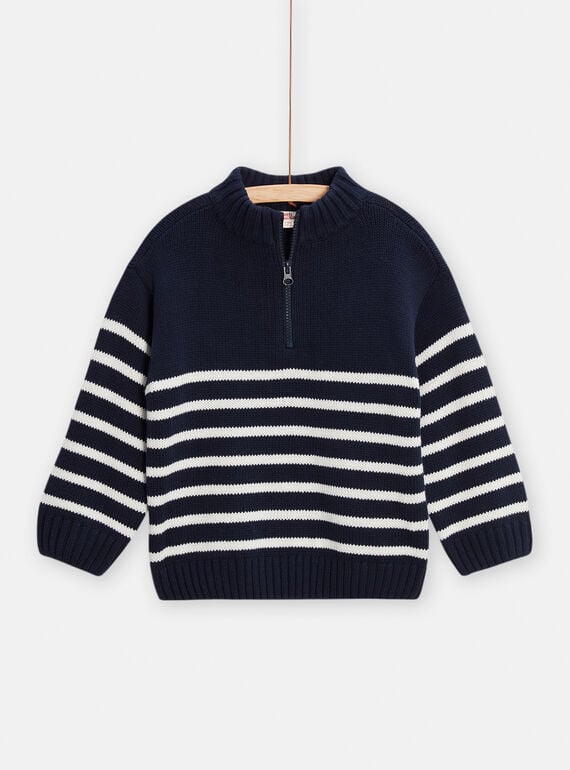 Boy's navy blue striped sweater TOJOPUL1 / 24S902B1PUL705