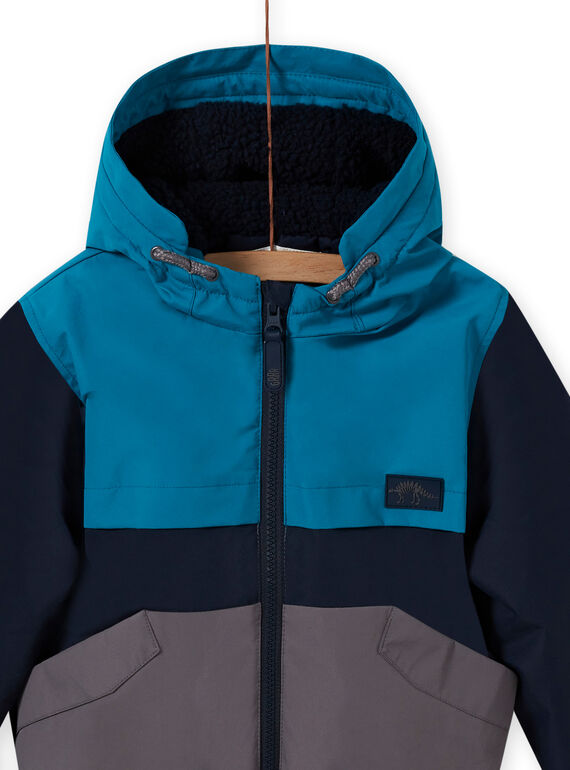 Baby boy three-colored hooded jacket MOGROBLOU3 / 21W90252BLOC243